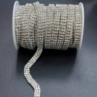 یراق نگین متری 3 رج نقره ای